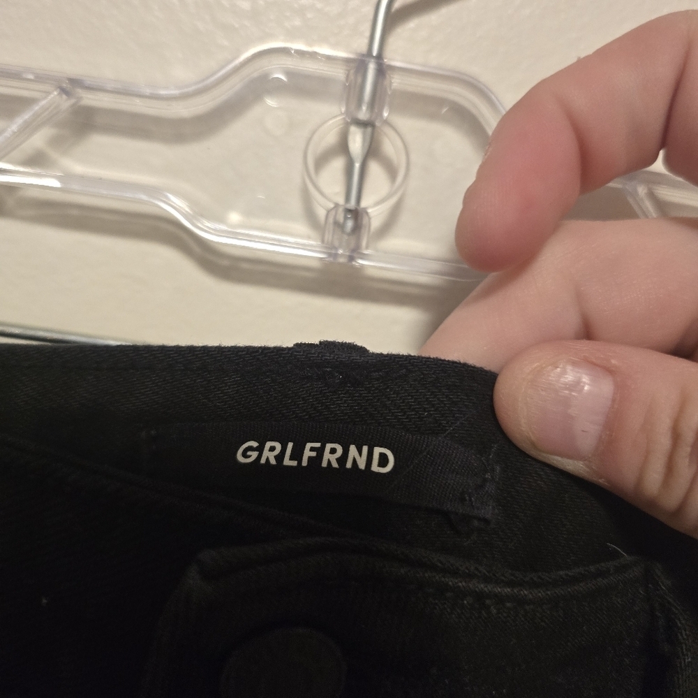 GRLFRND Black Denim Skirt Raw Hem - Picture 5 of 7